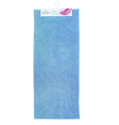 Soft microfibre chenille bathmat in Saltspray, 50x120cm, featuring textured clusters and rubber backing for a stylish update.