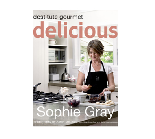 Cookbook cover of "Delicious by Sophie Gray," featuring elegant food photography and easy, budget-friendly recipes.