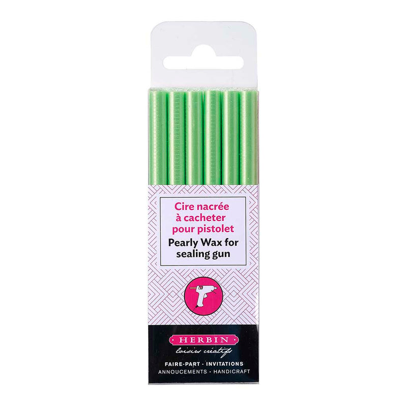 Herbin Wax Gun Sticks Pearly Green, Pack of 6