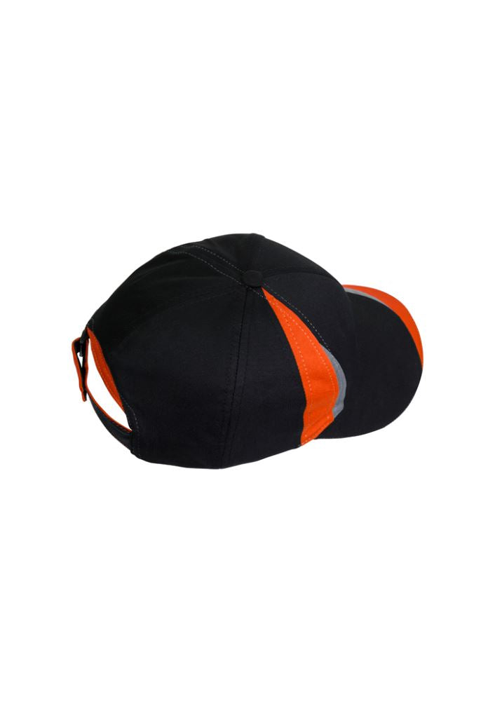 Unisex Charger Cap in Black, Fluoro Orange, and Grey, featuring adjustable fit, antibacterial fabric, and excellent sun protection.