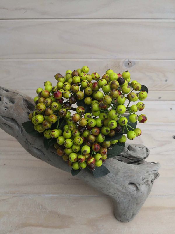 Vibrant green berry bunch featuring realistic textures, perfect for floral arrangements and home decor accents.