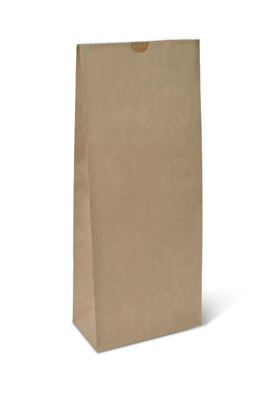 Heavy duty self-opening paper bags, 450 x 185 x 100 mm, in a pack of 50, strong, eco-friendly, ideal for takeaway and retail.