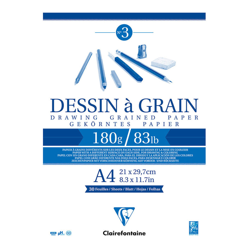 Clairefontaine Drawing Pad Grain A4 180g 30sh