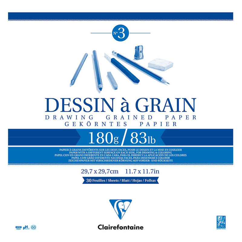 Clairefontaine Drawing Pad Grain 28x28cm 180g 30sh