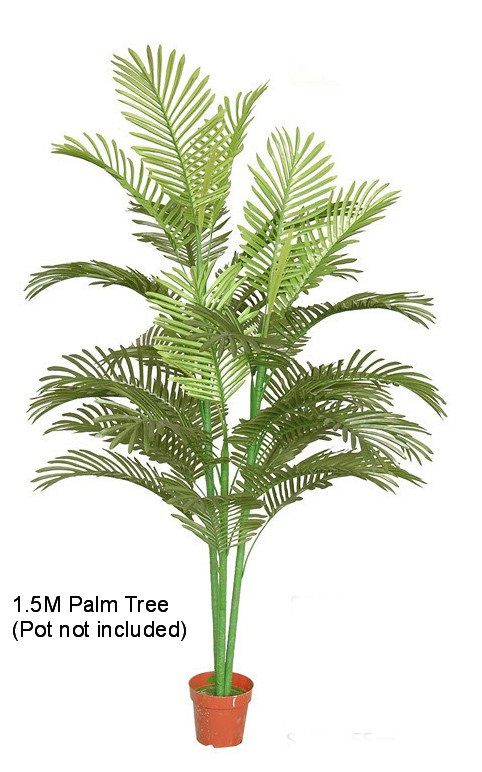 Artificial 155cm palm tree, perfect for low light areas, UV treated, life-like, maintenance-free decor for home or office.