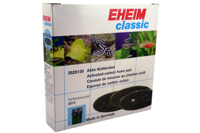 Eheim Classic 250 carbon filter pads in a 3-pack, designed for optimal aquarium water quality and effective impurity removal.