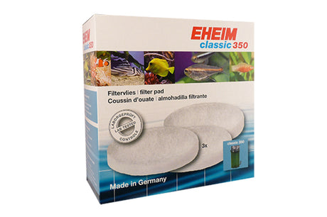 Eheim Classic 350 filter pad 3pk, white, essential for clear water and effective filtration in aquariums.