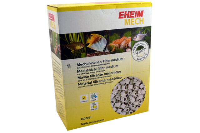 Aquatic Filter Trap Eheim Mech 1L featuring hollow ceramic rings for efficient mechanical filtration in aquariums.