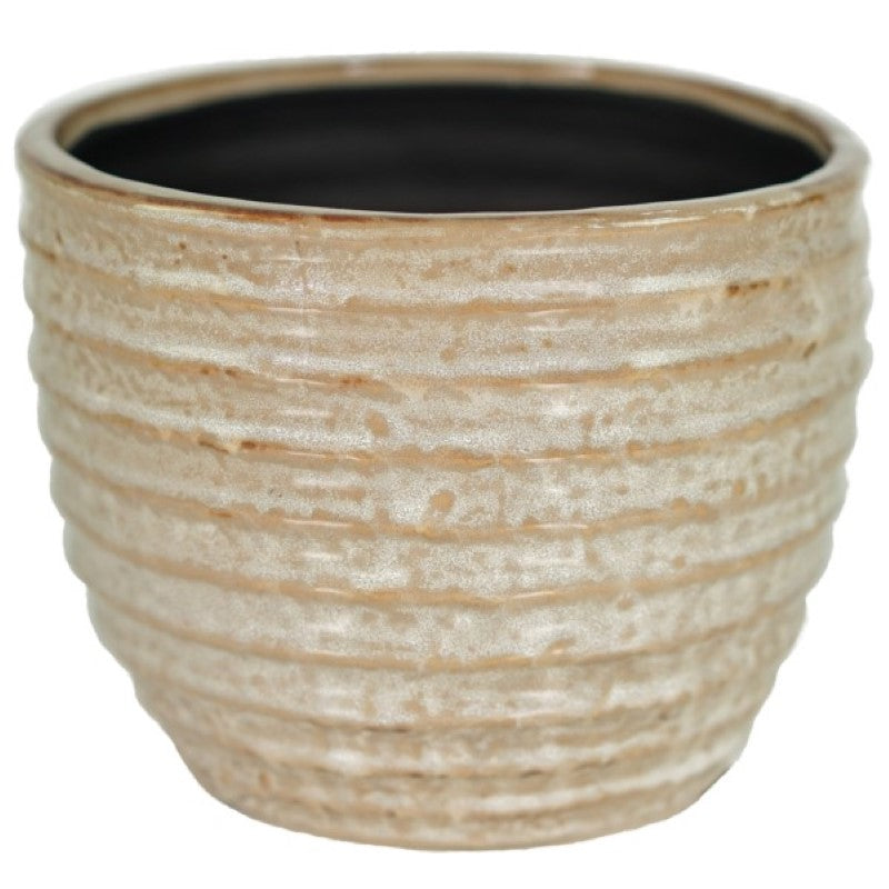 Ceramic round pot D16xH12.5cm, versatile planter for indoor plants, sleek design fits various decor styles.