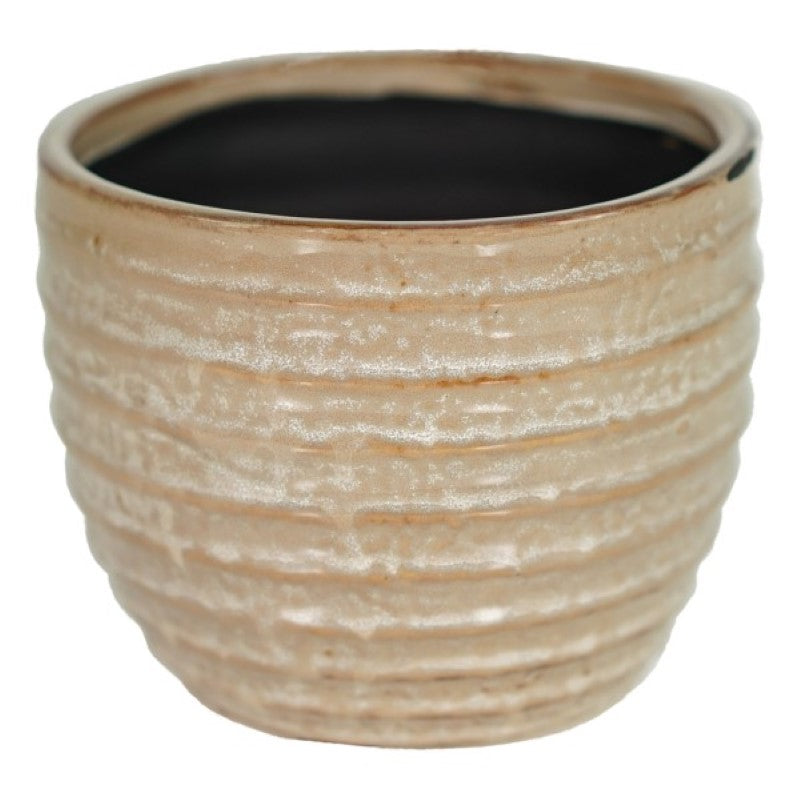 Ceramic round pot D12.5xH11cm, versatile for plants or flowers, ideal for any decor style, durable for indoor/outdoor use.