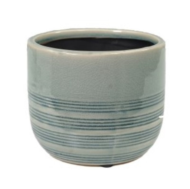 Ceramic circle pot D14xH11.5cm, ideal for indoor plants, blends modern design with functionality and elegance.
