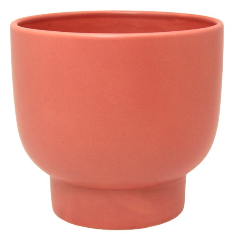 Ceramic pot in matte burnt sienna, 14x14 cm, perfect for plants or flowers, enhancing home decor with elegance.