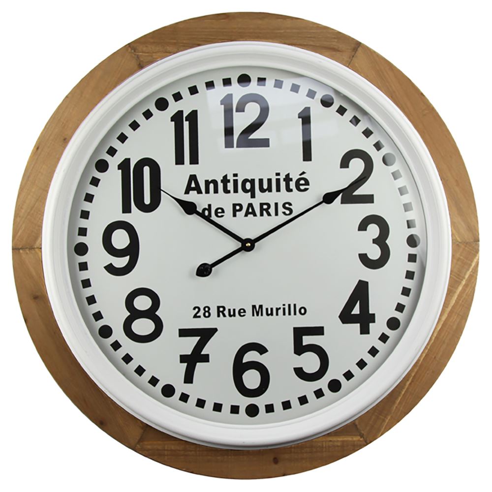 Antiquite two-tone wall clock made of quality MDF, 780mm, with a stunning design and hooks for easy hanging.