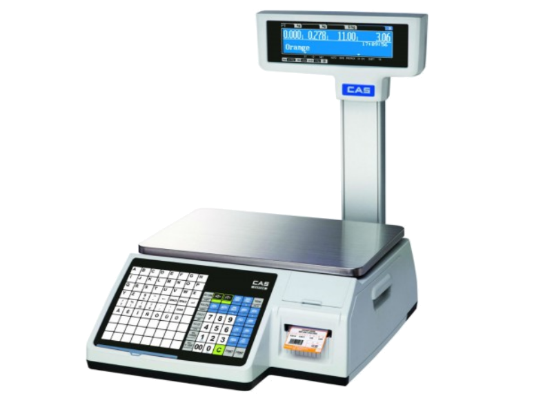 CAS CL5200 Retail Scale Label Printing Scale with fast label printing, 3-30 kg capacity, user-friendly features, and networking.