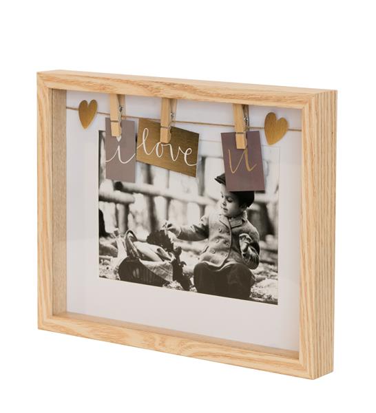 Natural MDF photo frame (26X21CM) with clip design, ideal for displaying 5X7 inch photos in style.