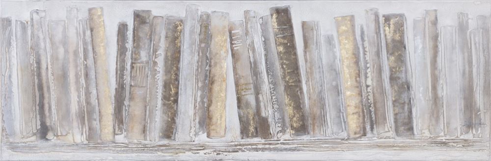 Hand-painted canvas artwork titled "Line Up And Lean," 500x1500mm, ready to hang with wooden framing.