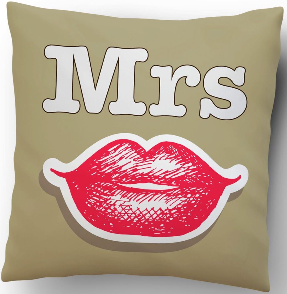 Cushion set featuring "Mr & Mrs" designs, perfect for home decor or as a thoughtful gift for newlyweds.