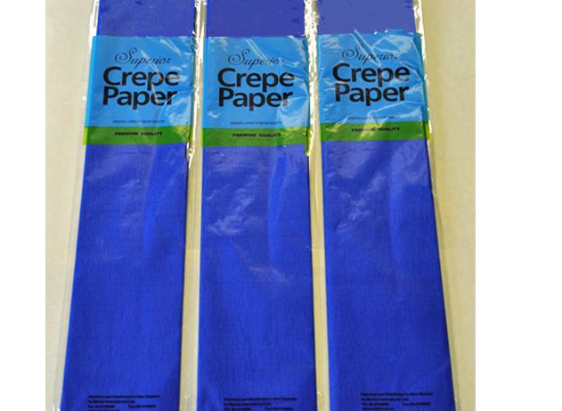 Dark blue crepe paper roll measuring 12 meters, perfect for elegant event decorations and versatile crafting projects.