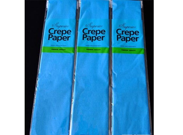 Light blue crepe paper roll, 12 meters total, perfect for crafting, decorating, and adding elegance to events.