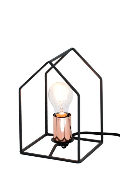 Stylish black metal desk lamp with unique design, perfect for adding character to any space. Size: 23x15x15 cm.