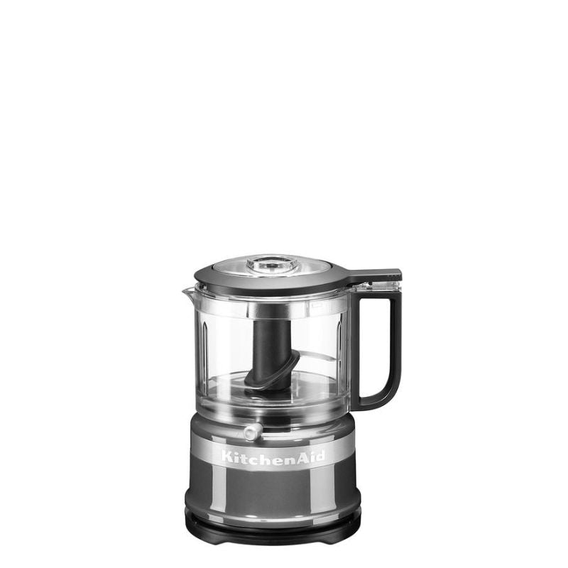 Compact KitchenAid 3.5 Cup Mini Food Processor in Contour Silver, designed for chopping, mixing, and pureeing with ease.