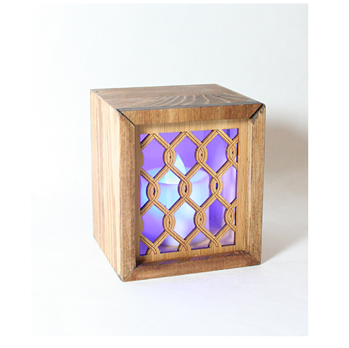 LED tealight box made from bamboo veneer with a color-changing candle, doubles as a trinket box, perfect for gifting.