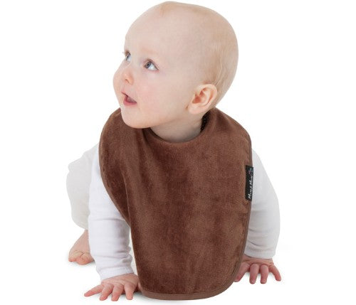 Standard Wonder Bib in Chocolate, super-absorbent, water-resistant, perfect for keeping babies clean during mealtime.