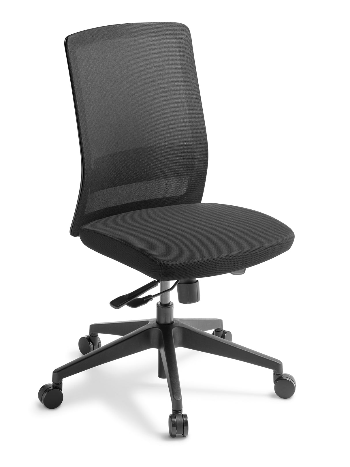 Ergonomic black mesh chair with lumbar support, height adjustment, and modern design for comfort and productivity.