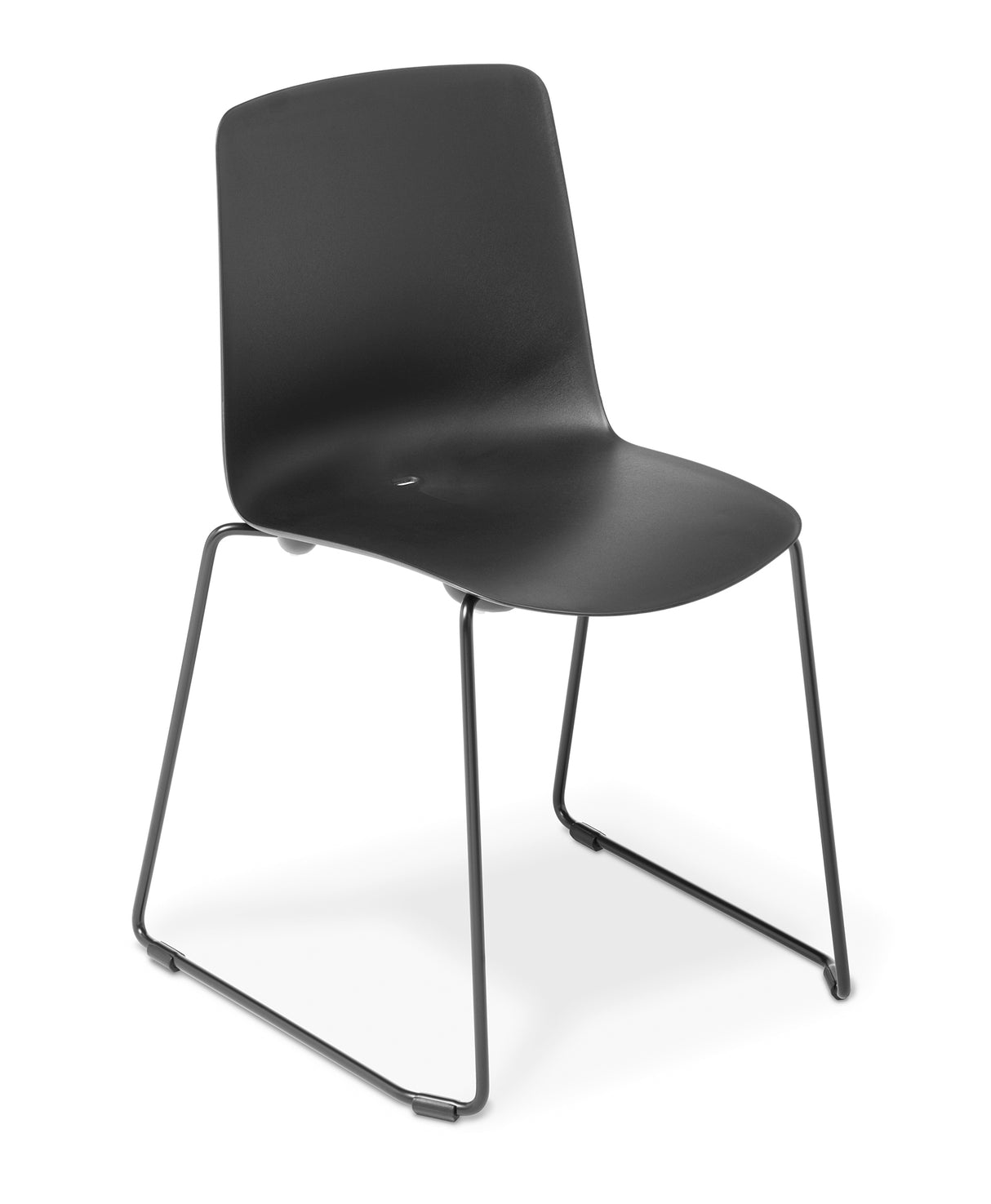 Black Coco Sled chair features a sleek design, ergonomic seat, and durable frame, perfect for meetings and cafés.