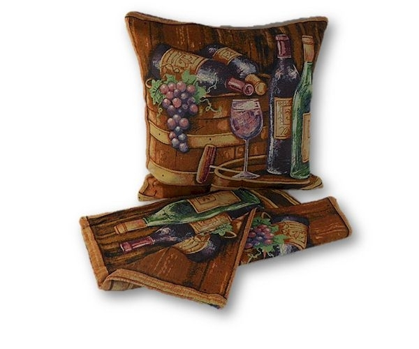 Set of 2 premium wine-colored cushion covers with thick fabric and vibrant pattern, measuring 44cm x 44cm.