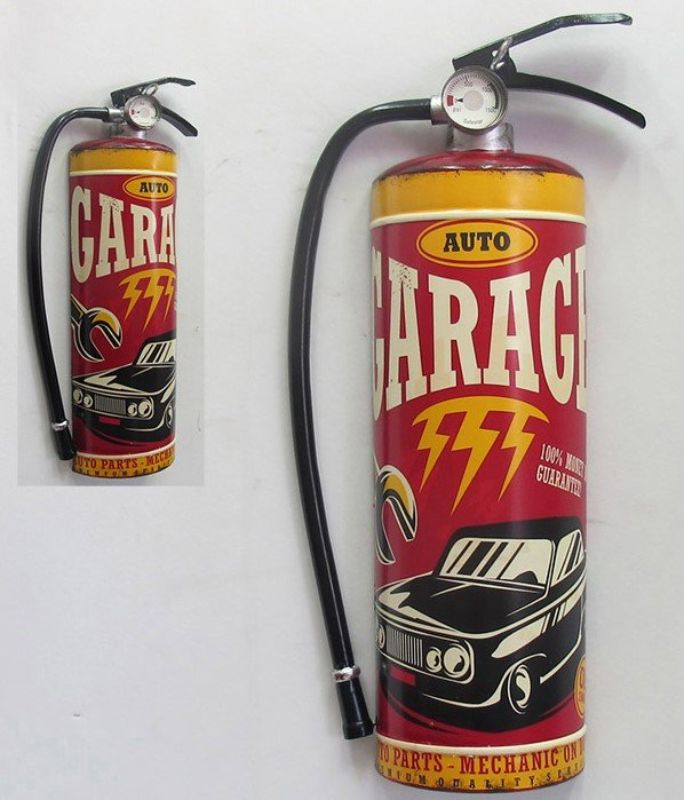 Colorful 48cm fire hydrant sculpture, ideal for garage decor, weather-resistant and playful design for unique home accents.