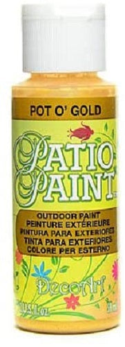 A jar of Pot O Gold acrylic paint for outdoor crafts, perfect for vibrant, durable designs on various surfaces.