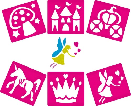 Durable, washable plastic stencils set of 6 designed for children's creative learning and artistic expression.