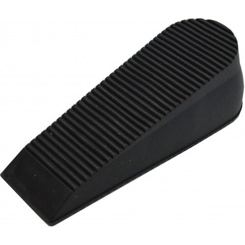 Large black rubber door wedge (152mm x 48mm) provides a non-slip solution for securely holding doors open.