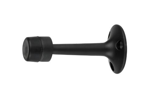 Black powder-coated stainless door stop, 36x74mm, designed for durability and elegance, perfect for any interior.