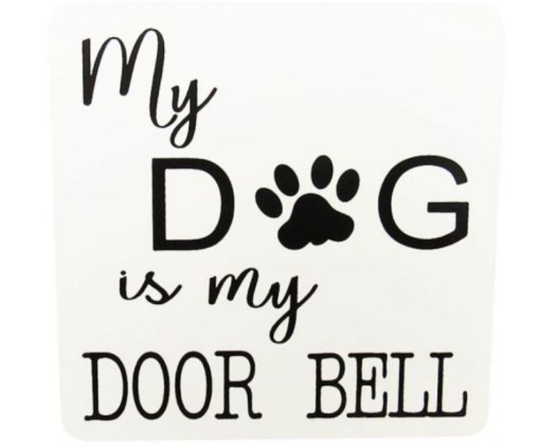 Wooden Pet Magnet Dog Doorbell measuring 10 x 10 cm, designed for dogs to signal when they need to go outside.