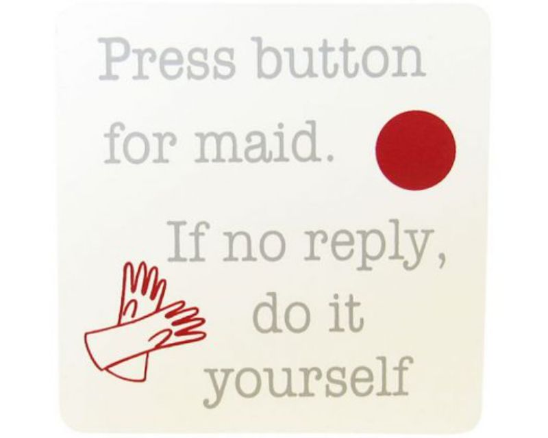 Vibrant 10x10 cm Family Magnet Maid Button promoting teamwork and fun organization in the home.