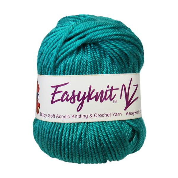 Soft baby teal 4-ply yarn in a 50g ball, perfect for cozy baby garments and accessories, glides smoothly for easy crafting.