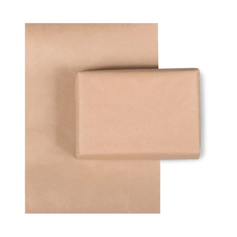 Brown kraft wrapping paper roll, 300m long, eco-friendly, compostable, perfect for all gift sizes and occasions.