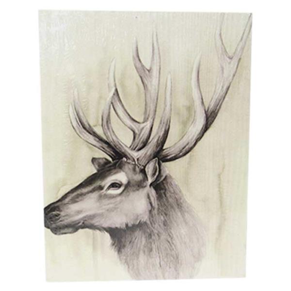 Textured stag wall art, handcrafted in rustic style, measuring 26x19.5 cm, perfect for enhancing any living space.