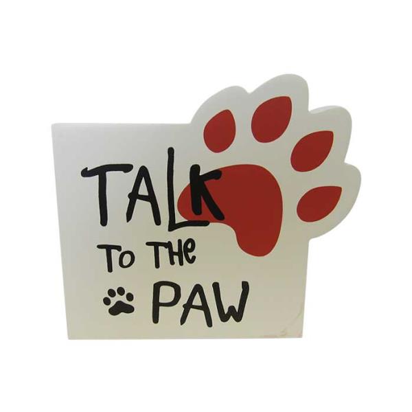 Whimsical paw-shaped pet shelf sign made of MDF, perfect for showcasing love for furry friends in any home decor.