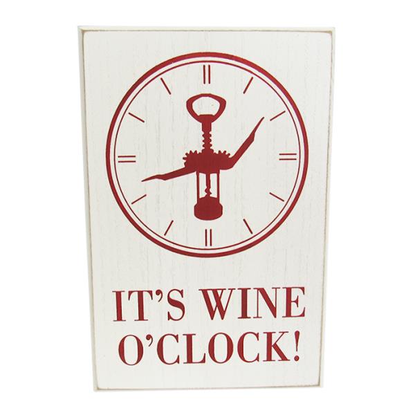"Charming 'Wine Life Hanger O'Clock' wall art sign, 20x30 cm, perfect for wine lovers and home decor."
