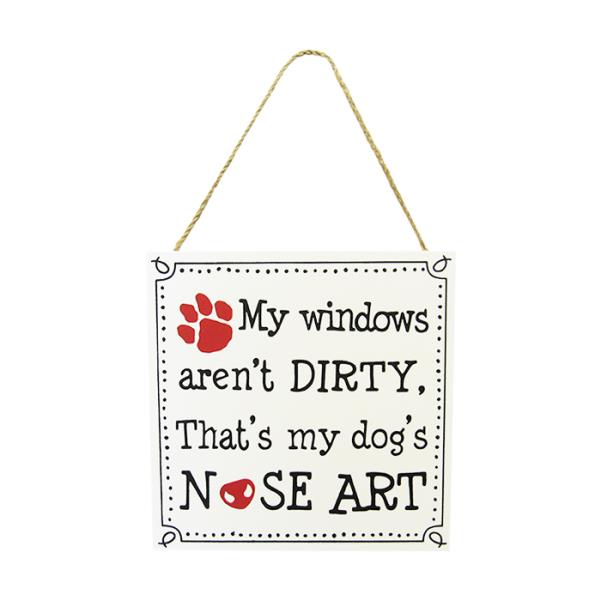 Charming MDF wall art sign with twine hanger, celebrating pets’ personalities; perfect for animal lovers' decor.