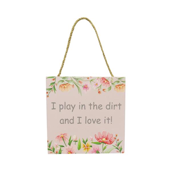 Charming 12x12 cm MDF garden sign with rustic twine hanger, perfect for gardening enthusiasts and outdoor spaces.