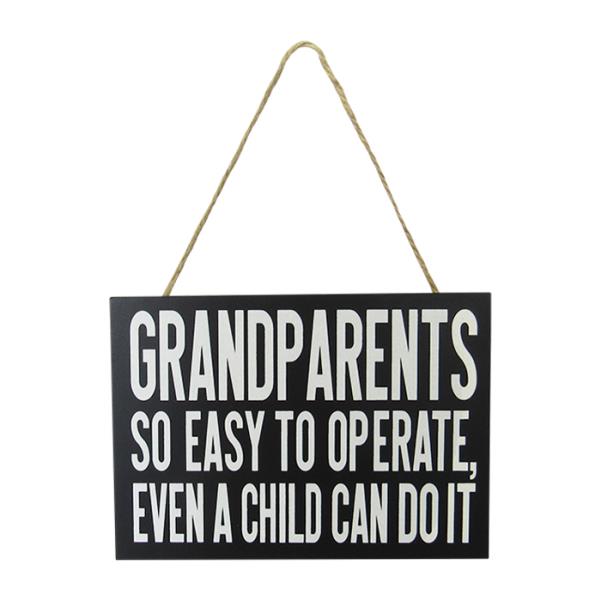 Charming MDF sign for grandparents, 17x12 cm, features rustic rope hanger for easy display and warm home decor.