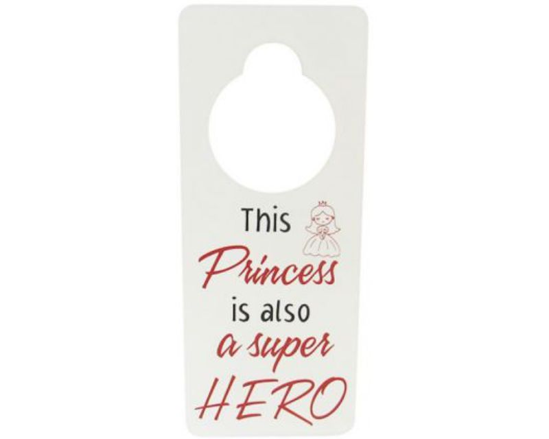 Whimsical Door Sign Princess Hero, 24cm x 10cm, adds charm and creativity to your child's room decor.