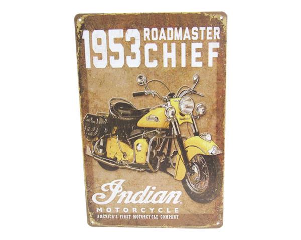 Colorful Art Tin Indian Chief Sign, 30cm x 20cm, capturing Native American heritage and retro charm for home decor.