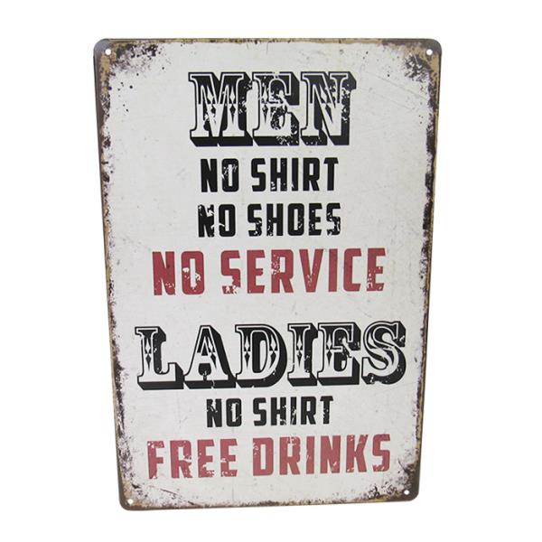 Retro tin art signs for bars and man caves, measuring 30cm x 20cm, embodying nostalgia and unique decor style.