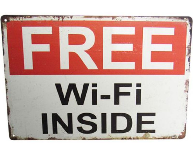 Vintage-inspired Art Tin Wifi Free sign, 30cm x 20cm, adds quirky charm to decor with vibrant colors and nostalgic design.