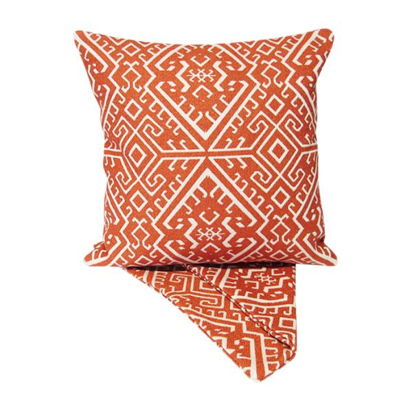 Vibrant Inca Red cushion cover, 44cm x 44cm, made from premium fabric, features a convenient zip for easy washing.